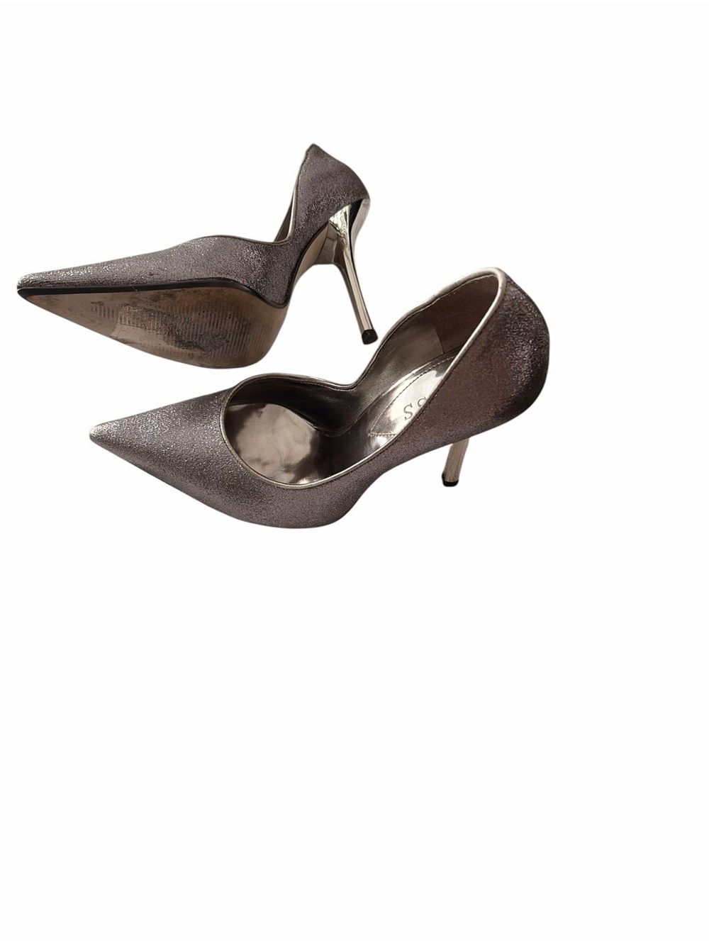 GUESS Metallic Silver Pointed-Toe Stiletto Pumps - Women